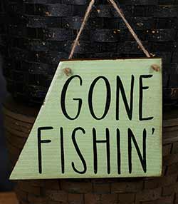 Gone Fishin' Hand Lettered Wood Sign