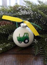 Tractor Personalized Glass Ornament