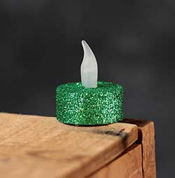 Green Glitter LED Tealight Candle