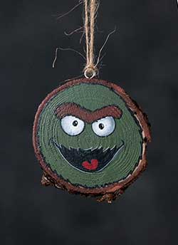 Grouchy Monster Wood Slice Ornament (Personalized)
