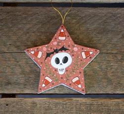 Candy Corns & Skull Spooky Sweet Star Ornament