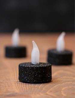 Black Glitter LED Tea Light Candle