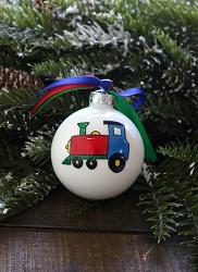 Train Personalized Glass Ornament 
