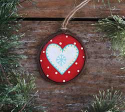 Nordic Heart Wood Slice Ornament - White (Personalized)
