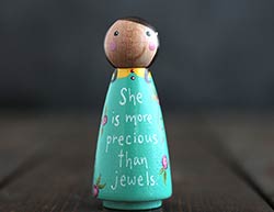 More Precious Than Jewels Scripture Doll - Teal (or Ornament)