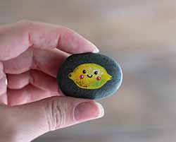 Happy Lemon Hand Painted Pocket Rock 