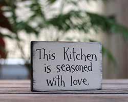 This Kitchen is Seasoned With Love Wood Sign - Beige