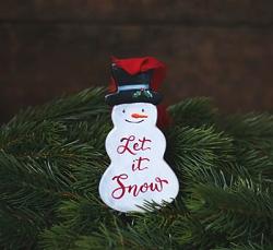 Let it Snow Snowman Ceramic Ornament