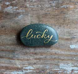 Lucky Hand Painted Pocket Rock