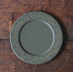 Green Plate with Berry Vine - 8.5 inch