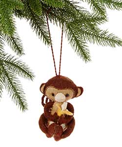 Monkey with Banana Wool Ornament