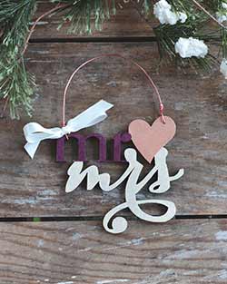 Mr & Mrs with Heart Personalized Ornament