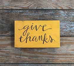 Give Thanks Wooden Sign (Mustard Yellow)