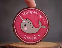 Unique Narwhal Wood Slice Ornament (Personalized)