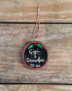 Gigi & Grandpa Wood Slice Ornament (Personalized)