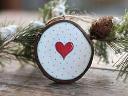 Nordic Heart Wood Slice Ornament (Personalized)