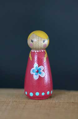 Pink Flower Girl Peg Doll (or Ornament)