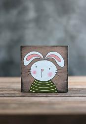Bunny in Green Shelf Sitter Sign