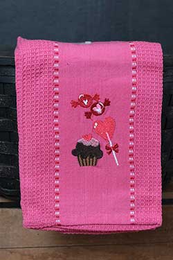 Sweet Hearts Embroidered Kitchen Towel