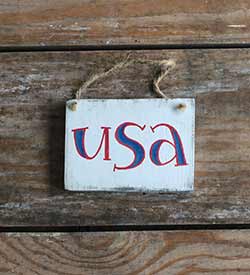 USA Sign Ornament - White