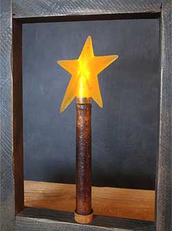 Burnt Mustard / Cinnamon Battery Taper Candle with Star - 10 inch