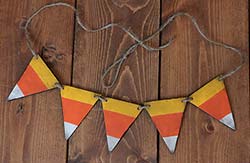 Candy Corn Hand-painted Wooden Mini Pennant Garland