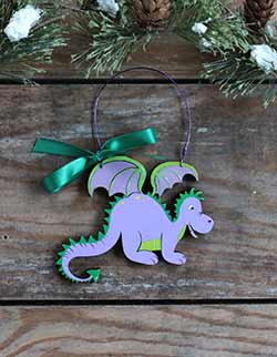 Friendly Dragon Personalized Ornament - Purple