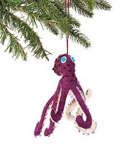 Purple Octopus Wool Ornament