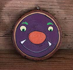 Purple Monster Wood Slice Ornament