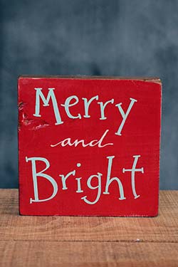 Merry & Bright Shelf Sitter Sign