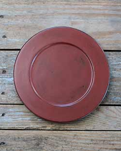 Distressed 9.5 inch Candle Plate - Tuscan Red