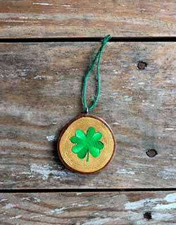 Four Leaf Clover Wood Slice Ornament