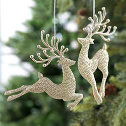 Silver Reindeer Ornament