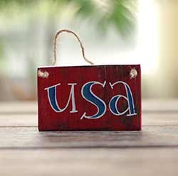 USA Sign Ornament - Red