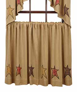 Stratton Burlap Applique Star Cafe Curtains - 36 inch