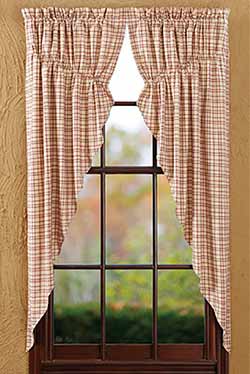 Tacoma Prairie Curtain (Red and Cream Plaid)