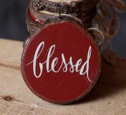Blessed Wood Slice Ornament - Rust Red (Personalized)
