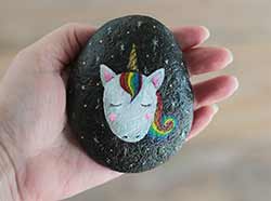 Unicorn Hand Painted Pocket Rock