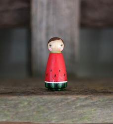 Watermelon Girl Peg Doll (or Ornament)