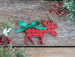 Tartan Plaid Moose Ornament (Personalized)