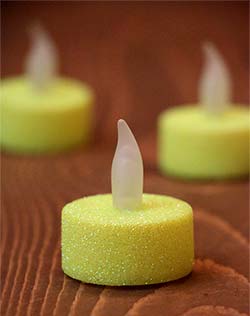 Neon Yellow Glitter LED Tealight Candle